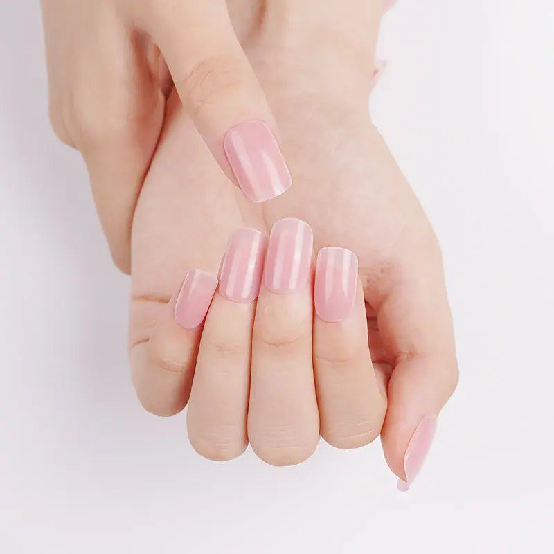 Semi-Transparent Nude Pink Gel Stickers Artificial Fingernails — Semi-Cured Gel Nail Wraps