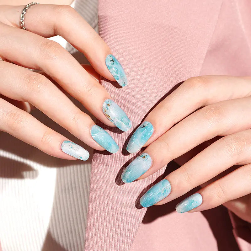 Shimmer Stickers Aqua Seafoam Gel — Semi-Cured Gel Nail Wraps