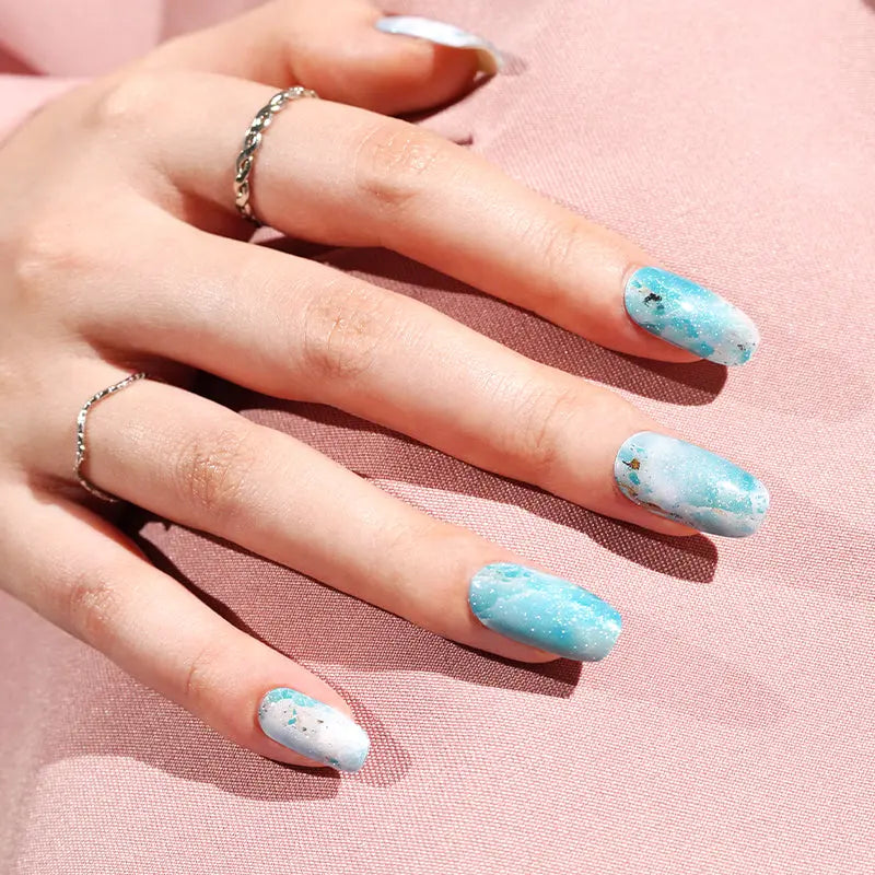 Shimmer Stickers Aqua Seafoam Gel — Semi-Cured Gel Nail Wraps