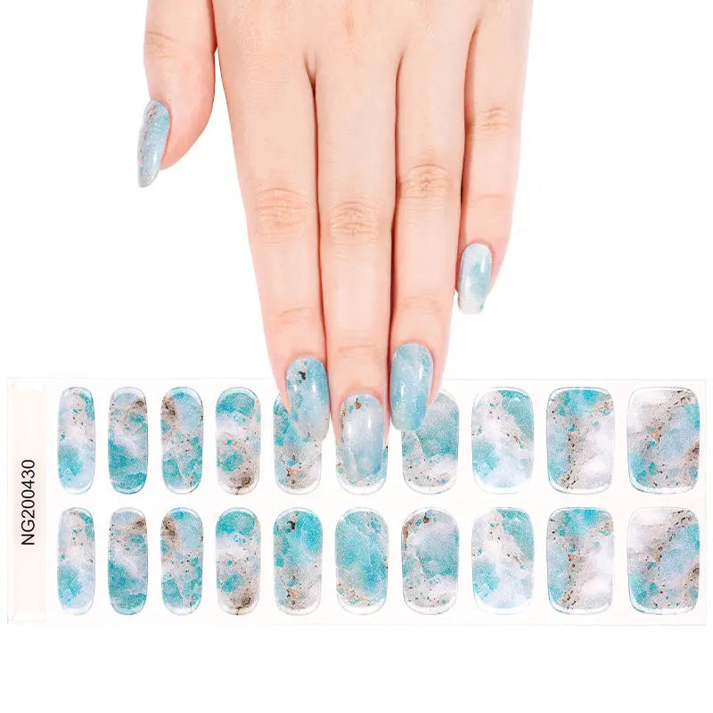 Shimmer Stickers Aqua Seafoam Gel — Semi-Cured Gel Nail Wraps