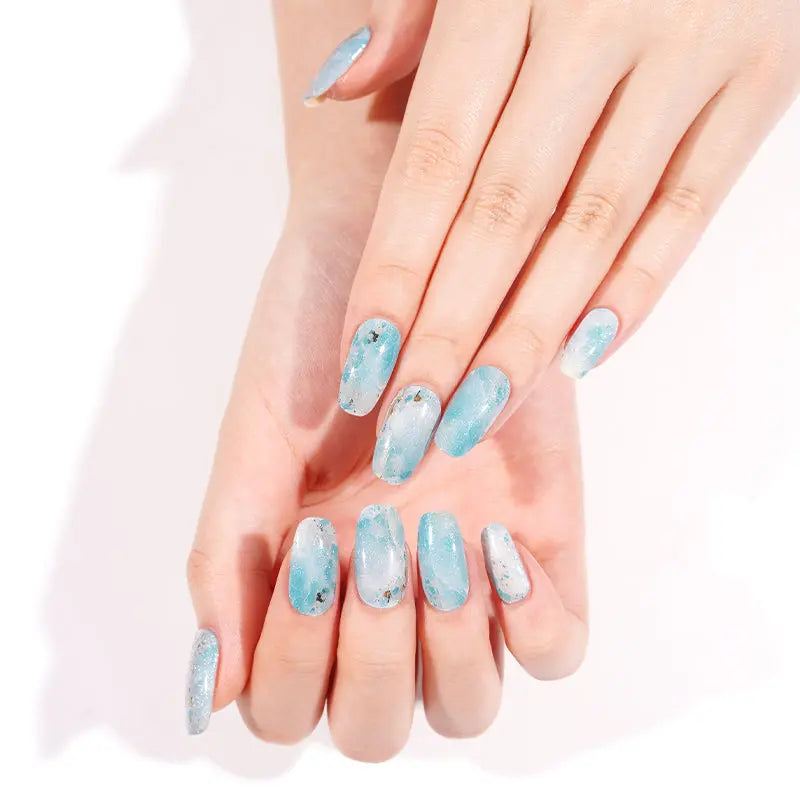 Shimmer Stickers Aqua Seafoam Gel — Semi-Cured Gel Nail Wraps