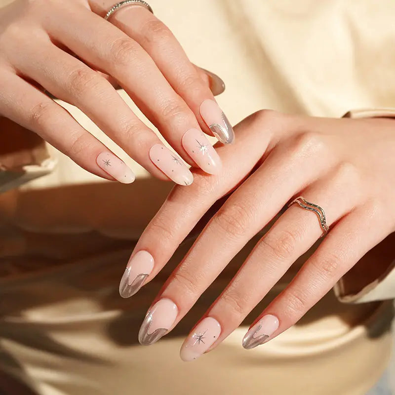 Silver Stickers Star Strips — Semi-Cured Gel Nail Wraps