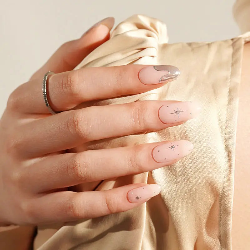 Silver Stickers Star Strips — Semi-Cured Gel Nail Wraps
