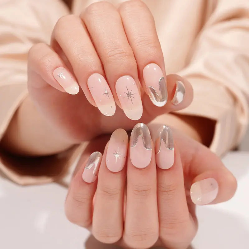Silver Stickers Star Strips — Semi-Cured Gel Nail Wraps