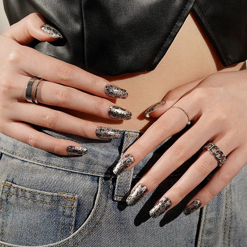 Snake Skin Textured Glitter Gel Strips — Semi-Cured Gel Nail Wraps