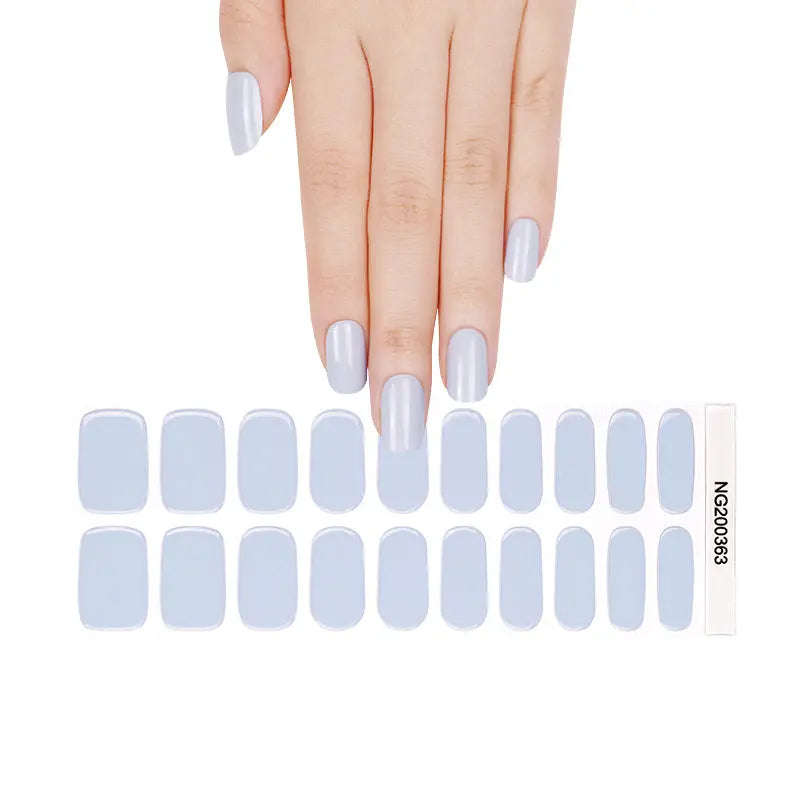 Solid Blue Gel Stickers Designs — Semi-Cured Gel Nail Wraps