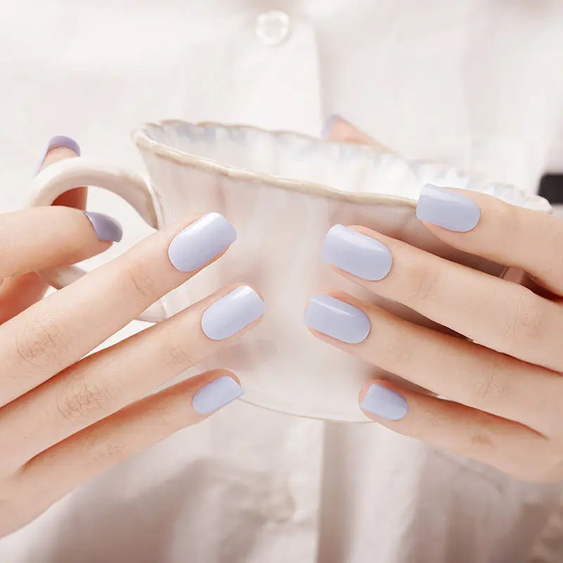 Solid Blue Gel Stickers Designs — Semi-Cured Gel Nail Wraps