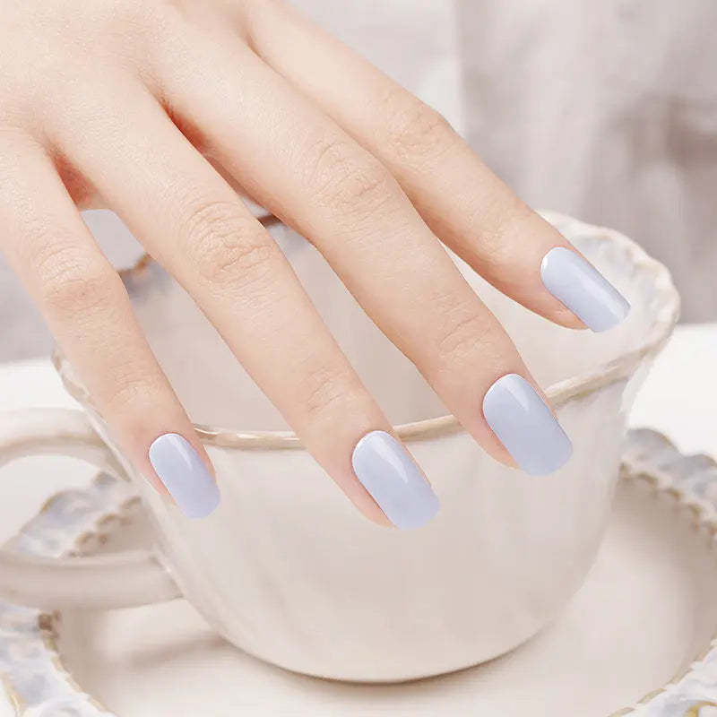 Solid Blue Gel Stickers Designs — Semi-Cured Gel Nail Wraps
