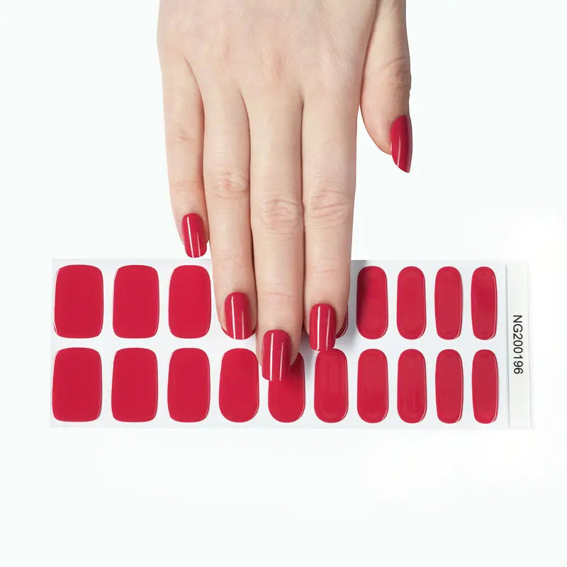 Solid Sticker Adhesive Gel Red Art Manufactuer — Semi-Cured Gel Nail Wraps