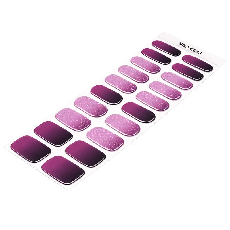 Sparkling Purple Gradient Gel Stickers Glitter Ombre — Semi-Cured Gel Nail Wraps
