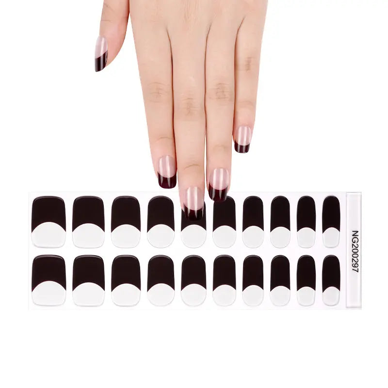 Stick On Black French Tips — Semi-Cured Gel Nail Wraps