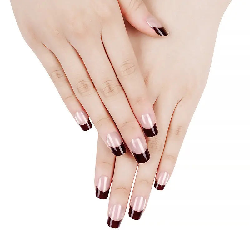 Stick On Black French Tips — Semi-Cured Gel Nail Wraps