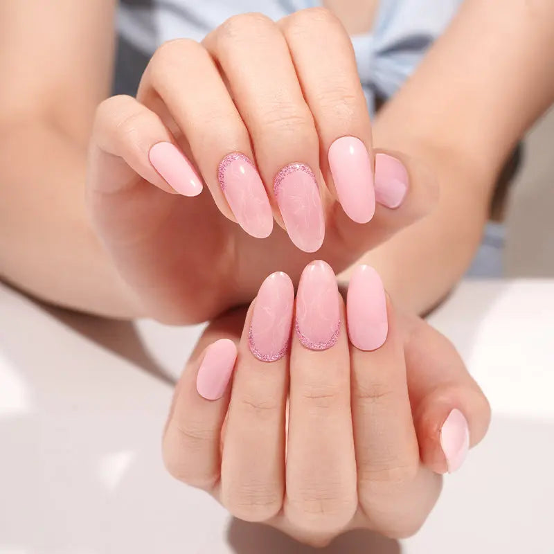 Summer Stickers Pink Glitter Strips — Semi-Cured Gel Nail Wraps