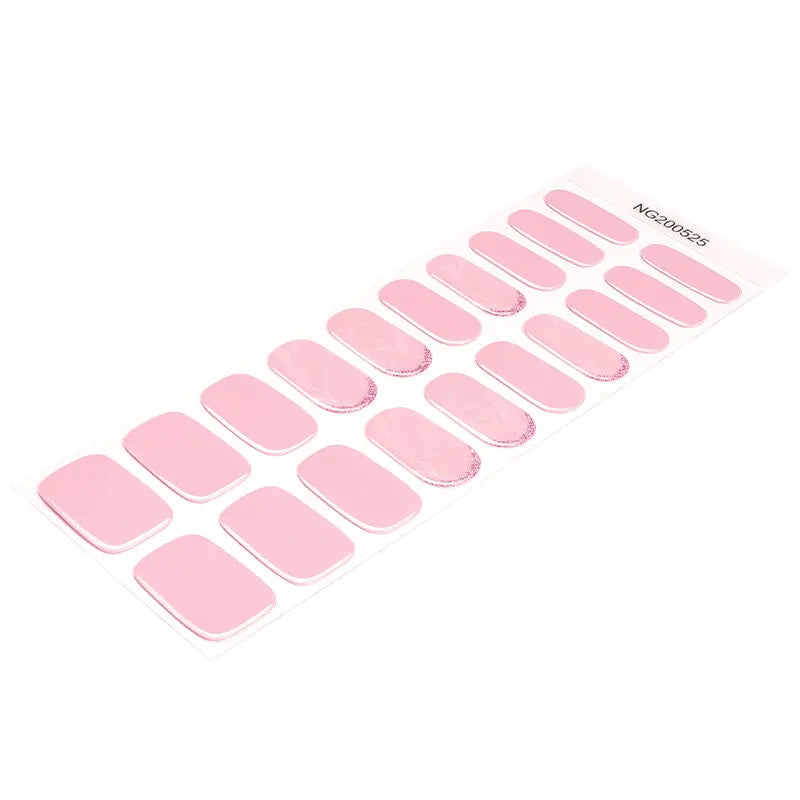 Summer Stickers Pink Glitter Strips — Semi-Cured Gel Nail Wraps