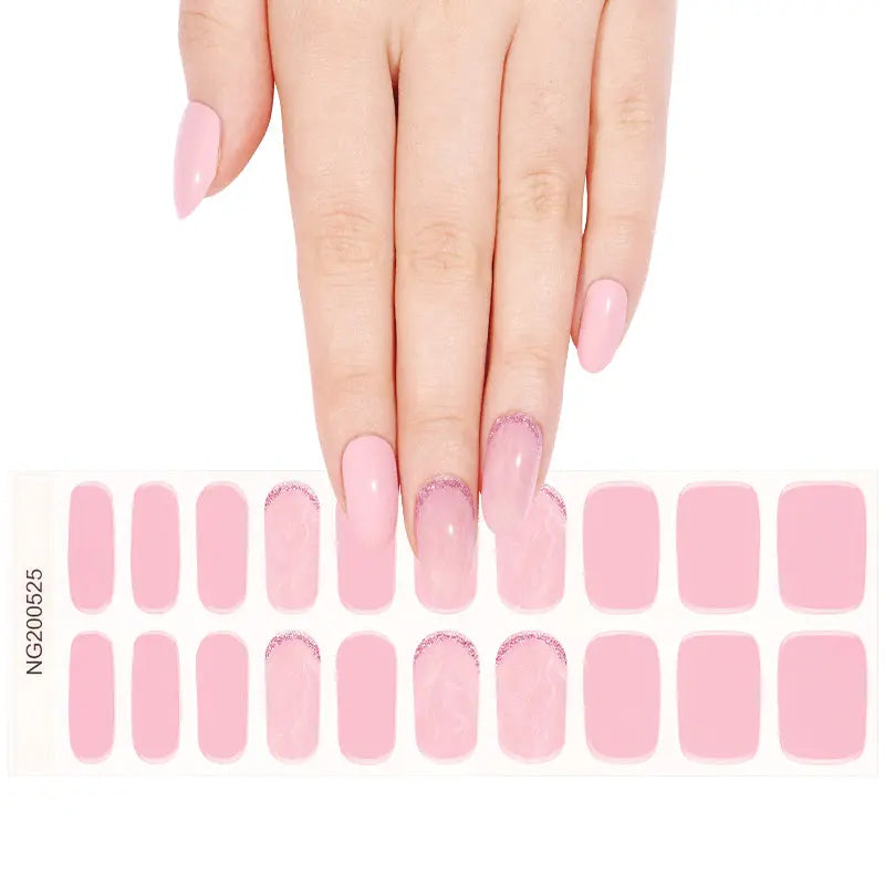 Summer Stickers Pink Glitter Strips — Semi-Cured Gel Nail Wraps