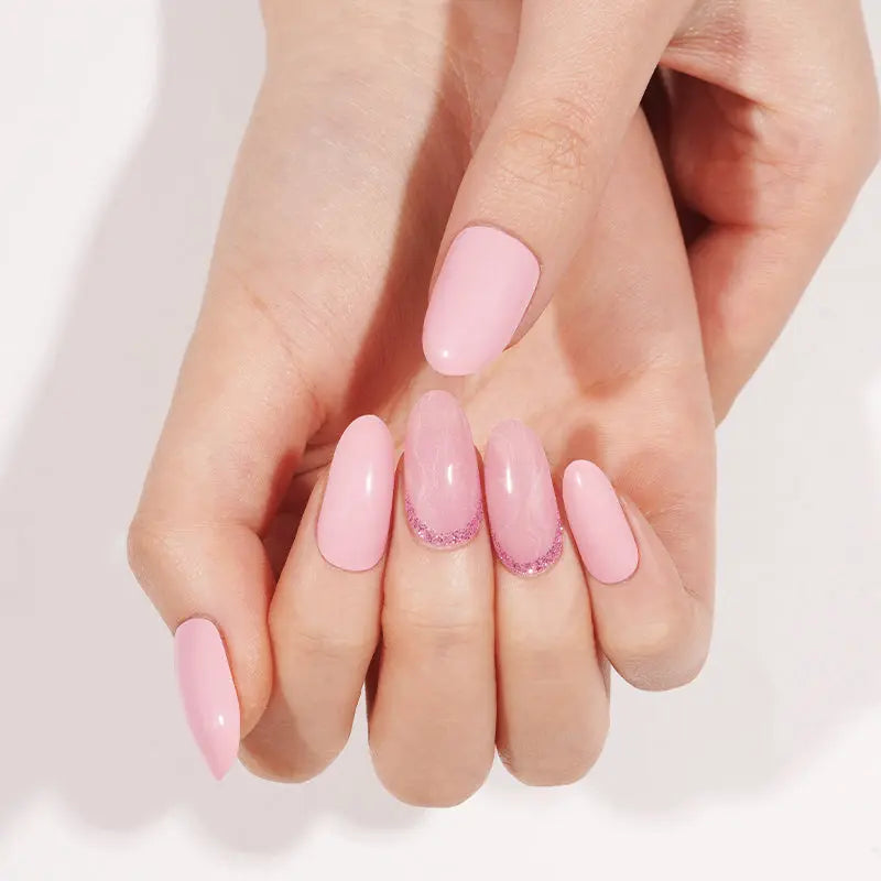 Summer Stickers Pink Glitter Strips — Semi-Cured Gel Nail Wraps