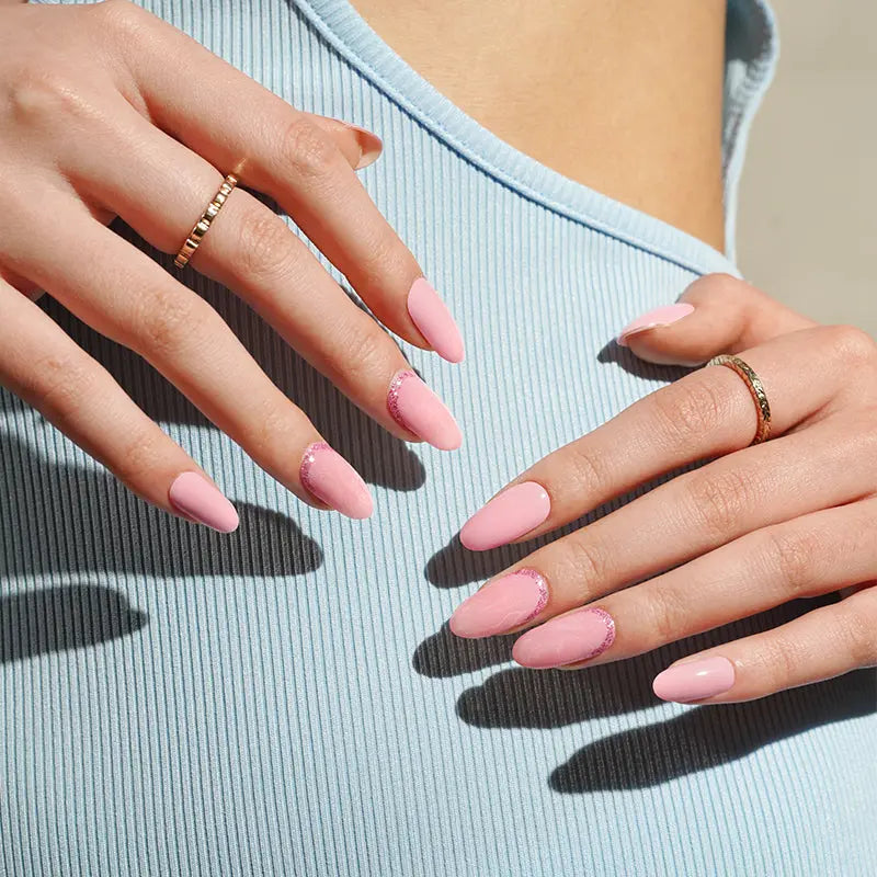 Summer Stickers Pink Glitter Strips — Semi-Cured Gel Nail Wraps