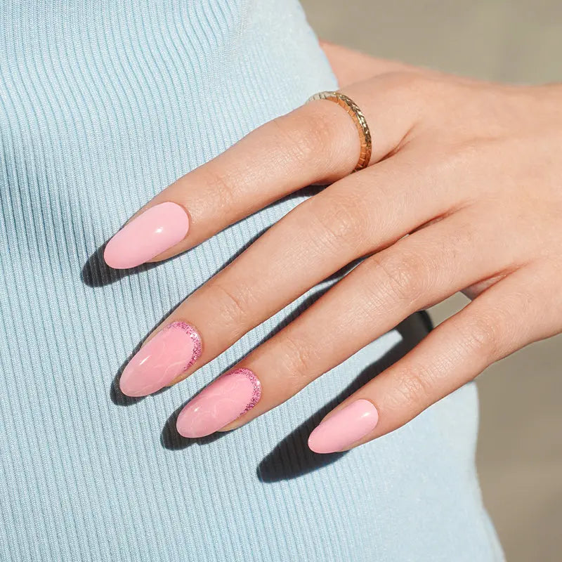 Summer Stickers Pink Glitter Strips — Semi-Cured Gel Nail Wraps