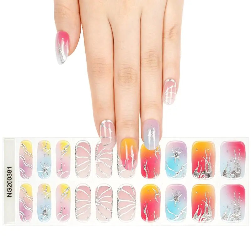 Thorn Flame Gel Strips Personalized Art — Semi-Cured Gel Nail Wraps