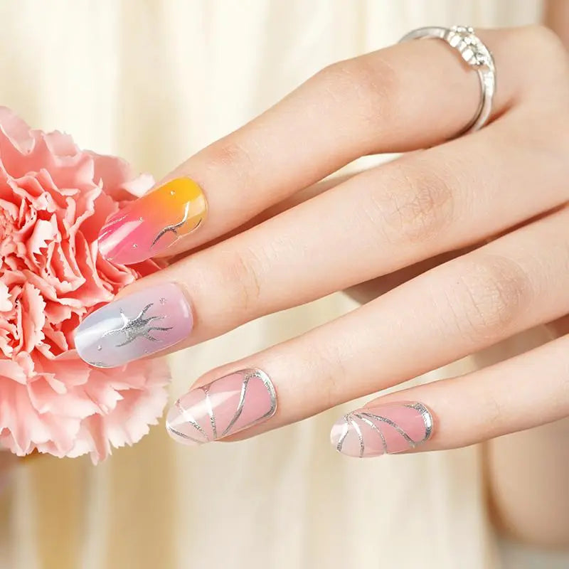Thorn Flame Gel Strips Personalized Art — Semi-Cured Gel Nail Wraps
