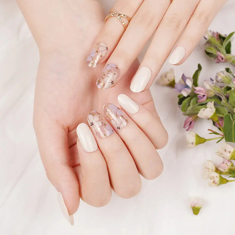 Transparent Gel Stickers Flower Designs — Semi-Cured Gel Nail Wraps