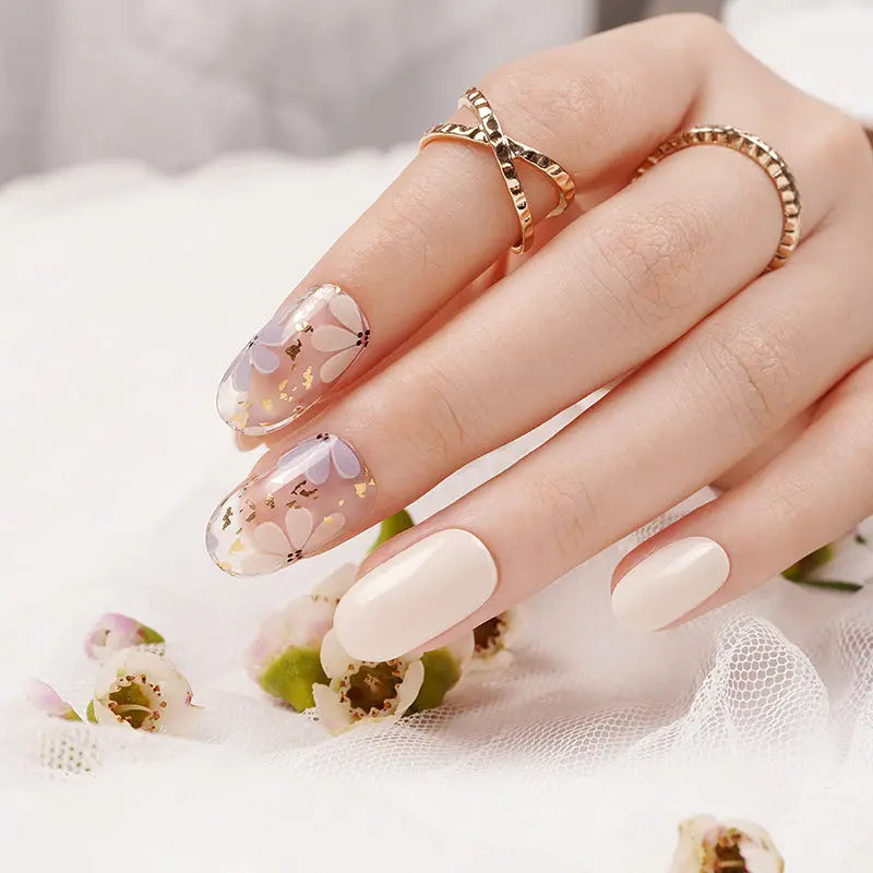 Transparent Gel Stickers Flower Designs — Semi-Cured Gel Nail Wraps
