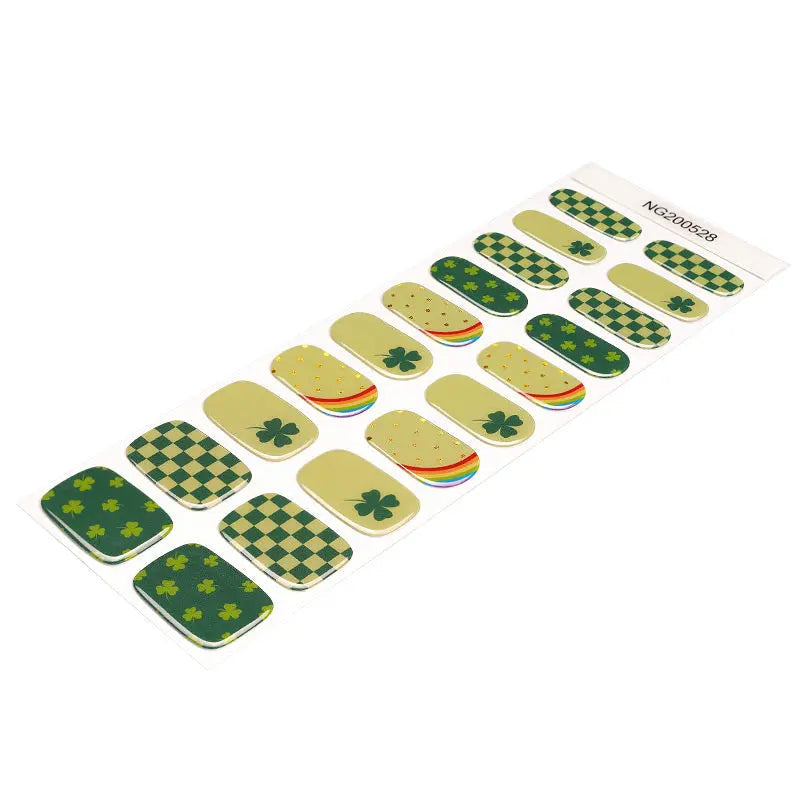 Trifolium Stickers Green Strips — Semi-Cured Gel Nail Wraps
