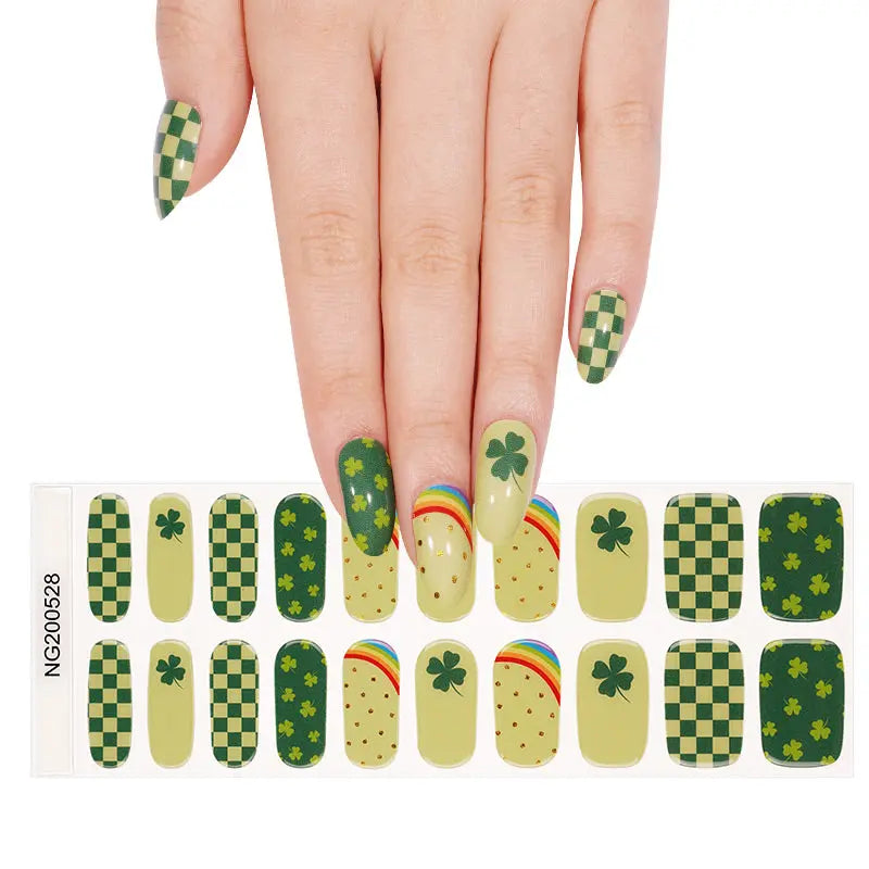Trifolium Stickers Green Strips — Semi-Cured Gel Nail Wraps