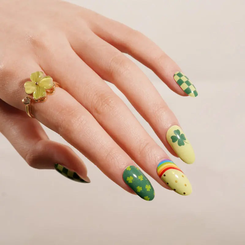 Trifolium Stickers Green Strips — Semi-Cured Gel Nail Wraps