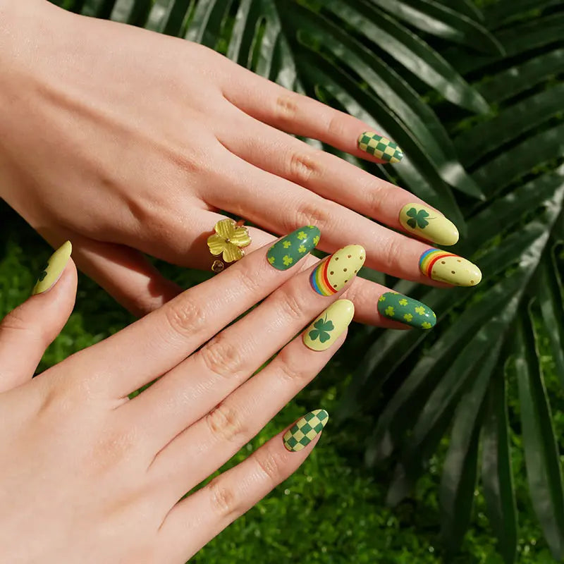 Trifolium Stickers Green Strips — Semi-Cured Gel Nail Wraps