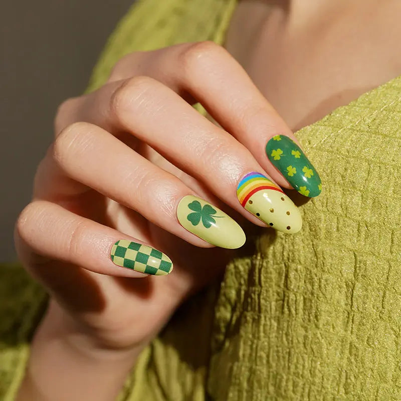 Trifolium Stickers Green Strips — Semi-Cured Gel Nail Wraps