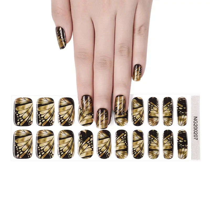 Uv Gel One-Stop Gel Sticker Shopping! Gold Butterfly Art — Semi-Cured Gel Nail Wraps