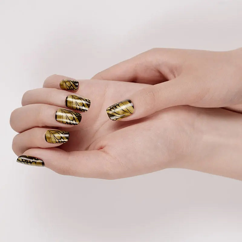 Uv Gel One-Stop Gel Sticker Shopping! Gold Butterfly Art — Semi-Cured Gel Nail Wraps