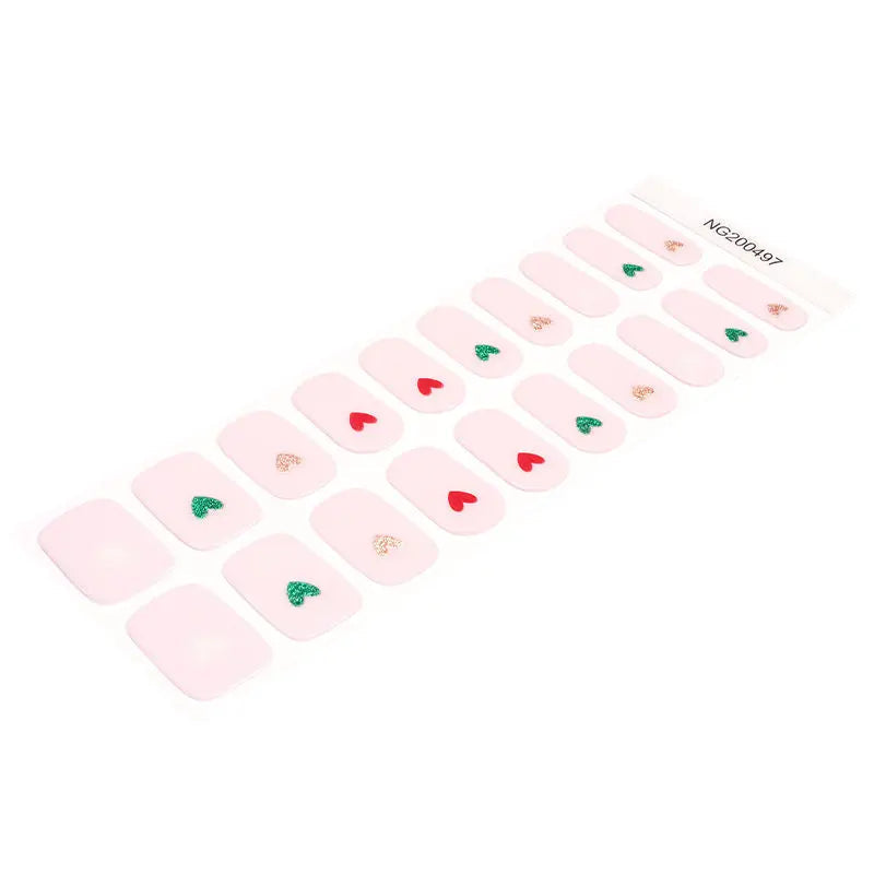Vlentine's Day In Bulk Pink Heart Gel Sticker — Semi-Cured Gel Nail Wraps