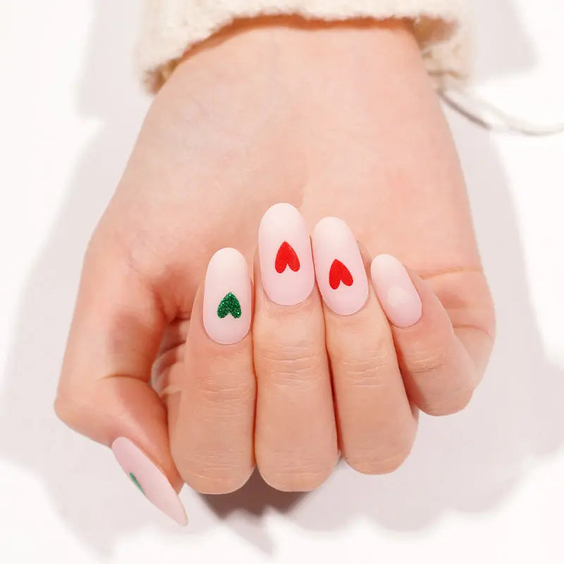 Vlentine's Day In Bulk Pink Heart Gel Sticker — Semi-Cured Gel Nail Wraps