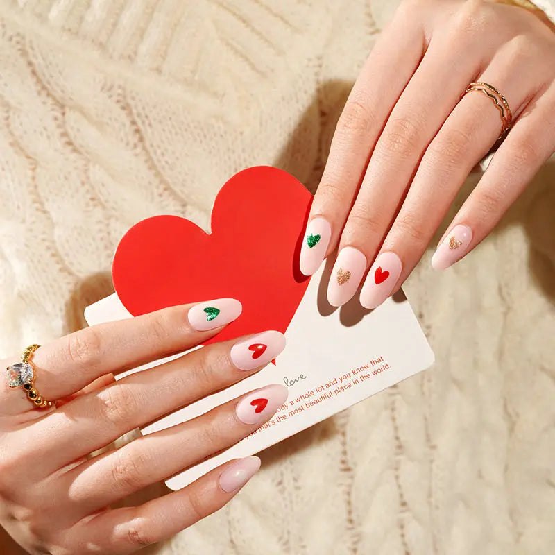 Vlentine's Day In Bulk Pink Heart Gel Sticker — Semi-Cured Gel Nail Wraps
