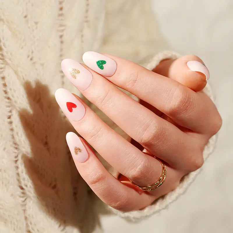 Vlentine's Day In Bulk Pink Heart Gel Sticker — Semi-Cured Gel Nail Wraps