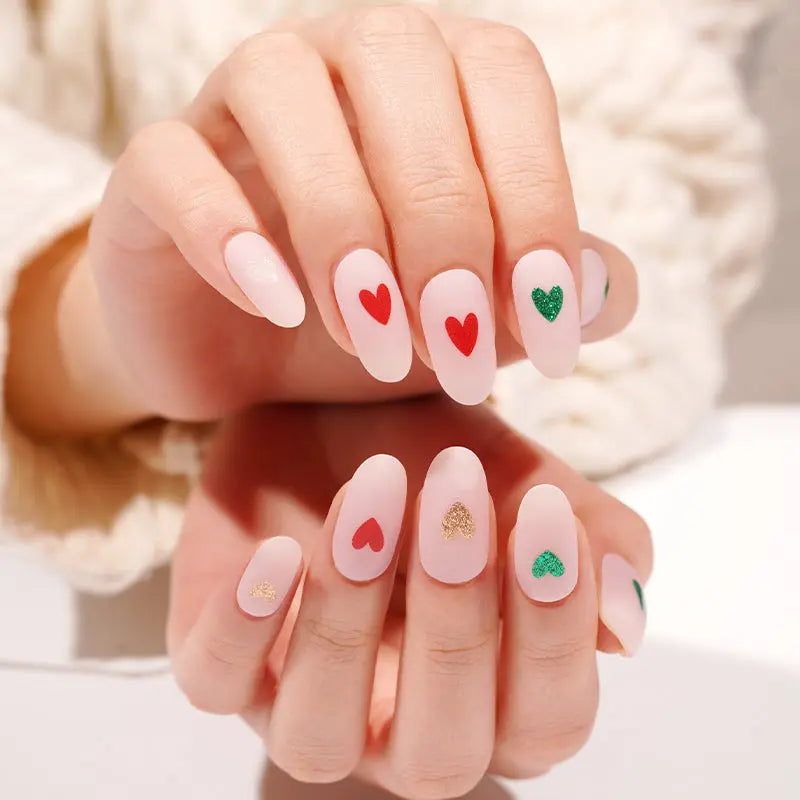 Vlentine's Day In Bulk Pink Heart Gel Sticker — Semi-Cured Gel Nail Wraps
