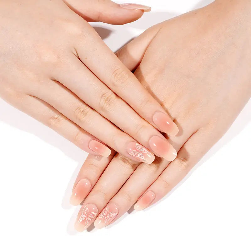 White Butterfly Blooming Strips — Semi-Cured Gel Nail Wraps