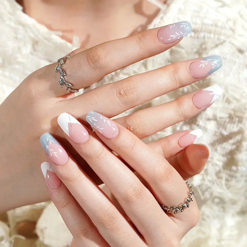 White Soft Flower Gel Stickers Fall Ideas — Semi-Cured Gel Nail Wraps