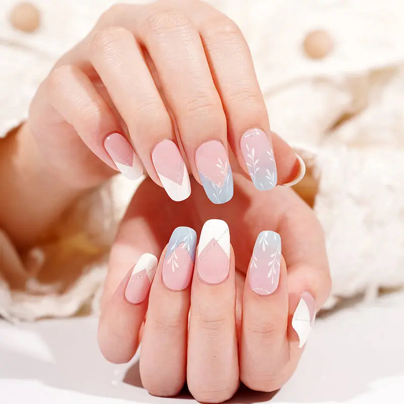 White Soft Flower Gel Stickers Fall Ideas — Semi-Cured Gel Nail Wraps