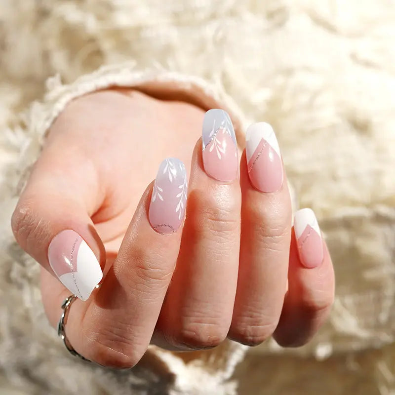 White Soft Flower Gel Stickers Fall Ideas — Semi-Cured Gel Nail Wraps