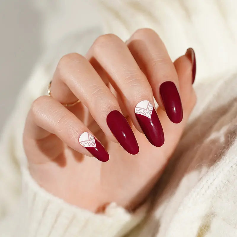 Wine French Gel Stickers — Semi-Cured Gel Nail Wraps
