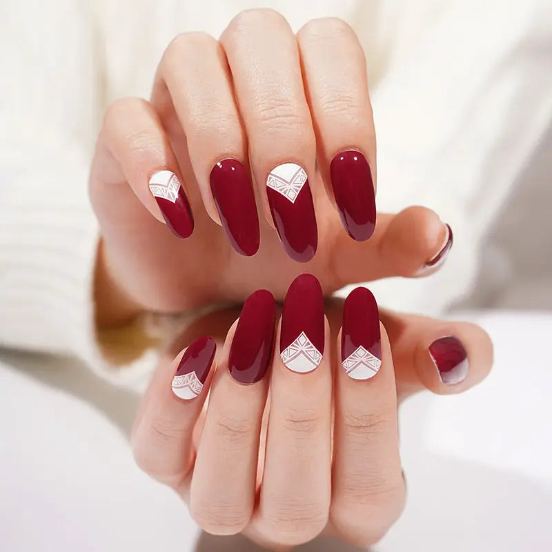 Wine French Gel Stickers — Semi-Cured Gel Nail Wraps