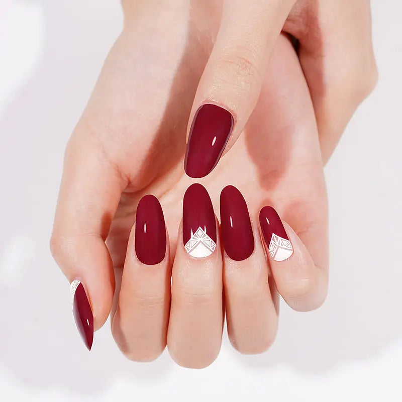 Wine French Gel Stickers — Semi-Cured Gel Nail Wraps