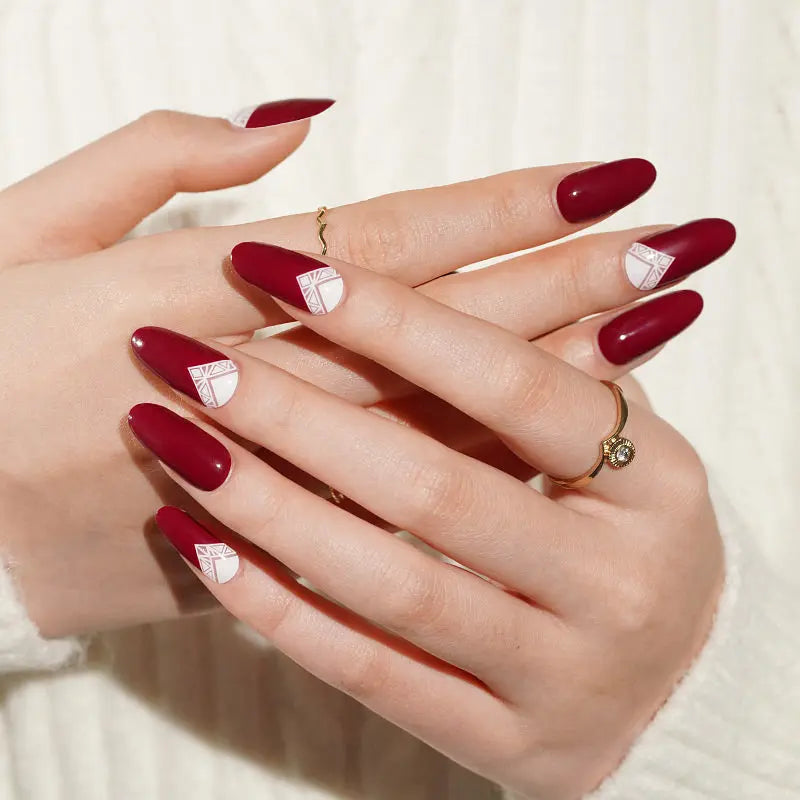 Wine French Gel Stickers — Semi-Cured Gel Nail Wraps
