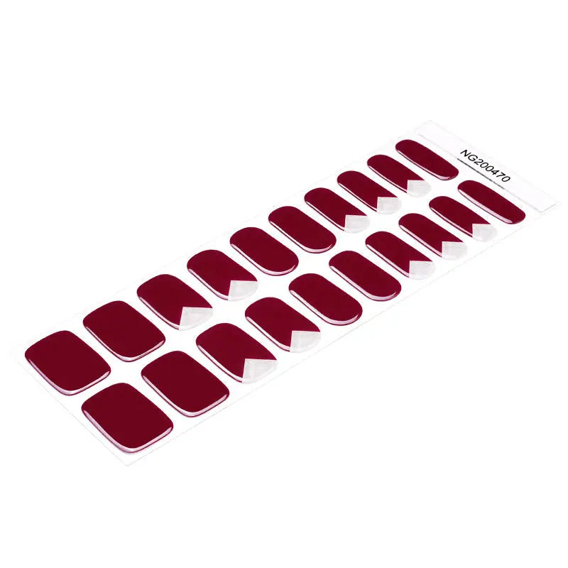 Wine French Gel Stickers — Semi-Cured Gel Nail Wraps
