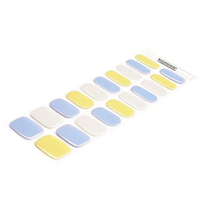 White & Blue Gel Nail Strips – Oem & Private Label Customization Available — Semi-Cured Gel Nail Wraps