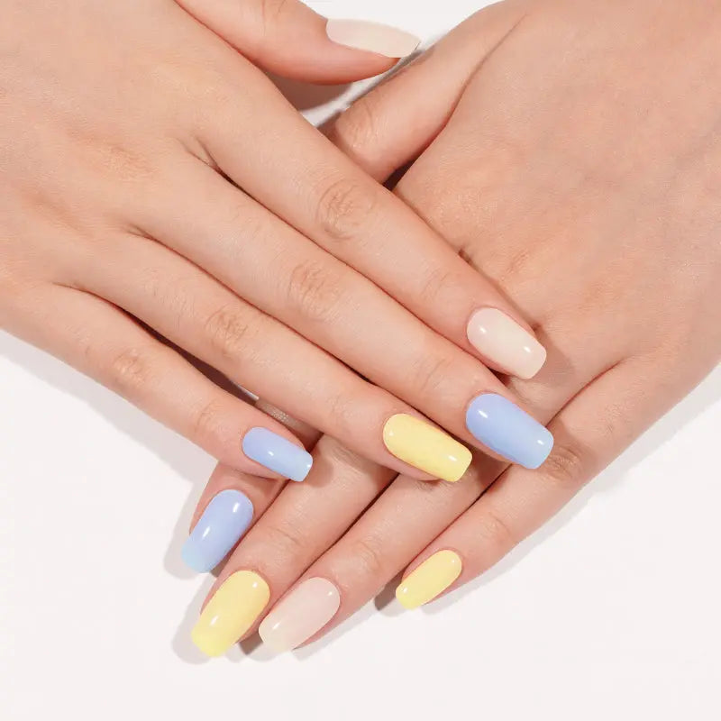 White & Blue Gel Nail Strips – Oem & Private Label Customization Available — Semi-Cured Gel Nail Wraps
