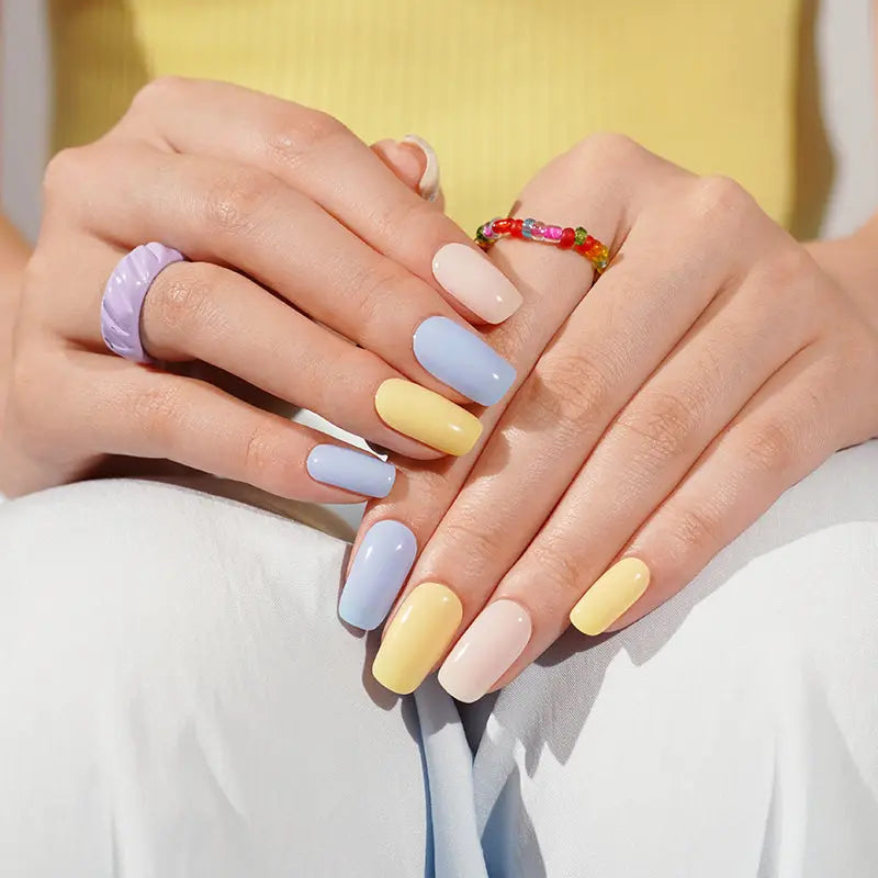 White & Blue Gel Nail Strips – Oem & Private Label Customization Available — Semi-Cured Gel Nail Wraps